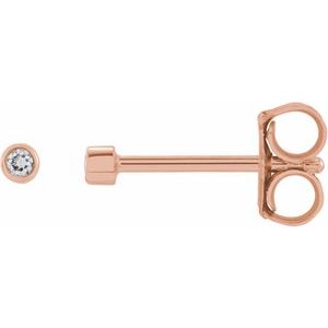 14K Rose .02 CT Natural Diamond Micro Bezel Single Stud Earring Siddiqui Jewelers