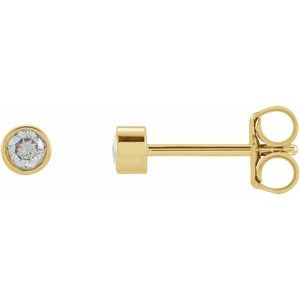 14K Yellow .06 CT Natural Diamond Micro Bezel Single Stud Earring Siddiqui Jewelers