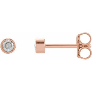 14K Rose .06 CT Natural Diamond Micro Bezel Single Stud Earring Siddiqui Jewelers
