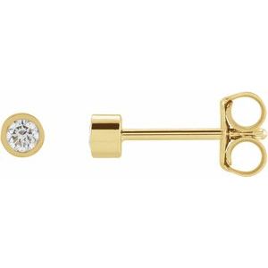 14K Yellow .05 CT Natural Diamond Micro Bezel Single Stud Earring Siddiqui Jewelers