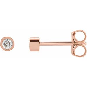 14K Rose .05 CT Natural Diamond Micro Bezel Single Stud Earring Siddiqui Jewelers
