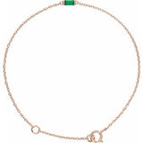14K Rose Straight Baguette Natural Emerald 6 1/2-7 1/2" Bracelet Siddiqui Jewelers