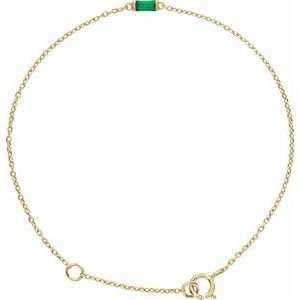 14K Yellow Straight Baguette Natural Emerald 6 1/2-7 1/2" Bracelet Siddiqui Jewelers