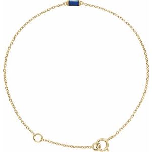 14K Yellow Straight Baguette Natural Blue Sapphire 6 1/2-7 1/2" Bracelet Siddiqui Jewelers