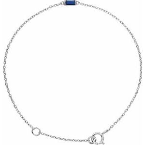 14K White Straight Baguette Natural Blue Sapphire 6 1/2-7 1/2" Bracelet Siddiqui Jewelers