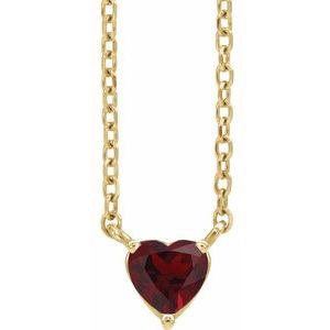 14K Yellow Natural Mozambique Garnet Heart 16-18" Necklace  Siddiqui Jewelers