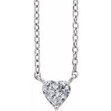 Sterling Silver Natural White Sapphire Heart 16-18" Necklace  Siddiqui Jewelers