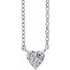 14K White Natural White Sapphire Heart 16-18" Necklace  Siddiqui Jewelers