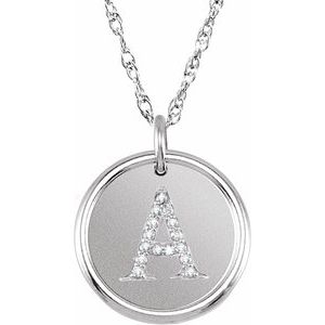 Sterling Silver .08 CTW Natural Diamond Posh Mommy¬Æ Initial A 18" Necklace Siddiqui Jewelers