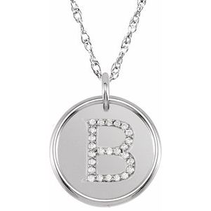 Sterling Silver 1/8 CTW Natural Diamond Posh Mommy¬Æ Initial B 18" Necklace Siddiqui Jewelers