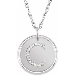 Sterling Silver .06 CTW Natural Diamond Posh Mommy¬Æ Initial C 18" Necklace Siddiqui Jewelers