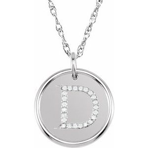 Sterling Silver .08 CTW Natural Diamond Posh Mommy¬Æ Initial D 18" Necklace Siddiqui Jewelers