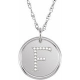 Sterling Silver .08 CTW Natural Diamond Posh Mommy¬Æ Initial F 18" Necklace Siddiqui Jewelers