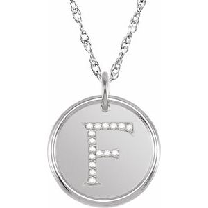 Sterling Silver .08 CTW Natural Diamond Posh Mommy¬Æ Initial F 18" Necklace Siddiqui Jewelers
