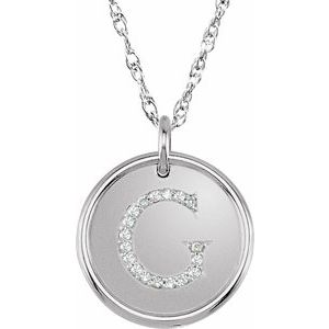 Sterling Silver 1/10 CTW Natural Diamond Posh Mommy¬Æ Initial G 18" Necklace Siddiqui Jewelers