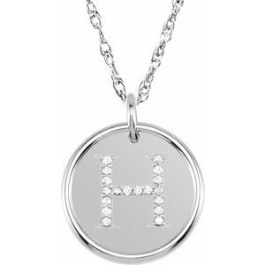 Sterling Silver .07 CTW Natural Diamond Posh Mommy¬Æ Initial H 18" Necklace Siddiqui Jewelers