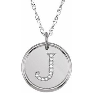 Sterling Silver .06 CTW Natural Diamond Posh Mommy¬Æ Initial J 18" Necklace Siddiqui Jewelers