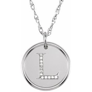 Sterling Silver .06 CTW Natural Diamond Posh Mommy¬Æ Initial L 18" Necklace Siddiqui Jewelers