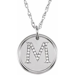 Sterling Silver 1/8 CTW Natural Diamond Posh Mommy¬Æ Initial M 18" Necklace Siddiqui Jewelers