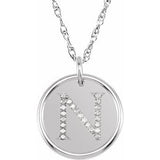 Sterling Silver 1/8 CTW Natural Diamond Posh Mommy¬Æ Initial N 18" Necklace Siddiqui Jewelers
