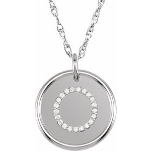 Sterling Silver 1/10 CTW Natural Diamond Posh Mommy¬Æ Initial O 18" Necklace Siddiqui Jewelers
