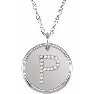 Sterling Silver 1/10 CTW Natural Diamond Posh Mommy¬Æ Initial P 18" Necklace Siddiqui Jewelers