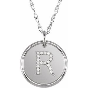 Sterling Silver .07 CTW Natural Diamond Posh Mommy¬Æ Initial R 18" Necklace Siddiqui Jewelers