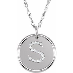 Sterling Silver 1/10 CTW Natural Diamond Posh Mommy¬Æ Initial S 18" Necklace Siddiqui Jewelers