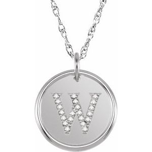 Sterling Silver 1/10 CTW Natural Diamond Posh Mommy¬Æ Initial W 18" Necklace Siddiqui Jewelers
