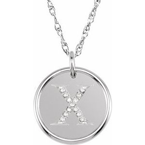Sterling Silver .07 CTW Natural Diamond Posh Mommy¬Æ Initial X 18" Necklace Siddiqui Jewelers