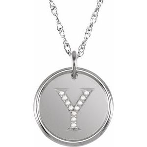 Sterling Silver .06 CTW Natural Diamond Posh Mommy¬Æ Initial Y 18" Necklace Siddiqui Jewelers