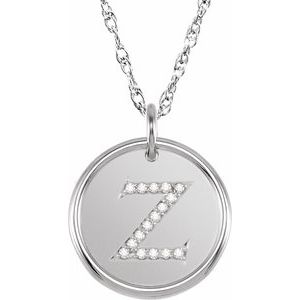 Sterling Silver .08 CTW Natural Diamond Posh Mommy¬Æ Initial Z 18" Necklace Siddiqui Jewelers