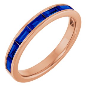 14K Rose Natural Blue Sapphire Stackable Ring Siddiqui Jewelers