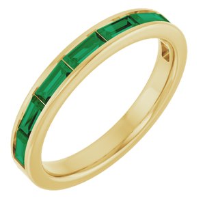 14K Yellow Lab-Grown Emerald Stackable Ring Siddiqui Jewelers