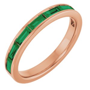 14K Rose Lab-Grown Emerald Stackable Ring Siddiqui Jewelers