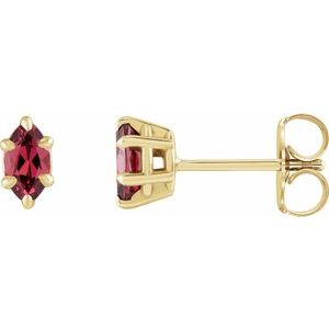 14K Yellow Natural Rhodolite Garnet Stud Earrings Siddiqui Jewelers