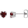 14K White Natural Mozambique Garnet Stud Earrings Siddiqui Jewelers