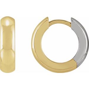 14K Yellow/White Hinged 14.25 mm Hoop Earrings Siddiqui Jewelers