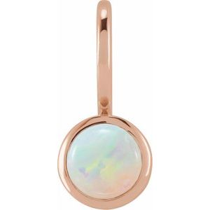 14K Rose Natural White Opal Charm/Pendant Siddiqui Jewelers