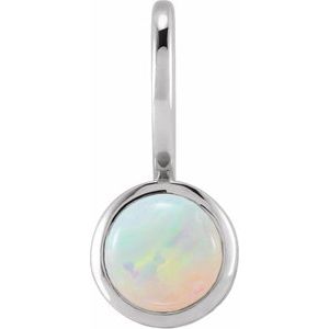 14K White Natural White Opal Charm/Pendant Siddiqui Jewelers