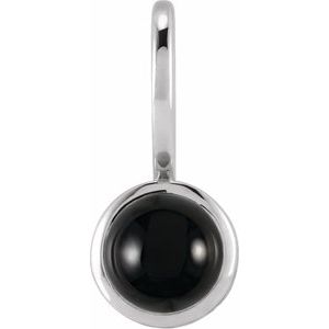 14K White Natural Black Onyx Charm/Pendant Siddiqui Jewelers