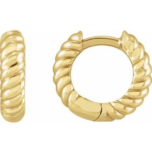 14K Yellow 10x2.5 mm Rope Huggie Hoop Earrings Siddiqui Jewelers