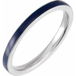 14K White Blue Enamel Stackable Ring Siddiqui Jewelers