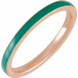 14K Rose Green Enamel Stackable Ring Siddiqui Jewelers