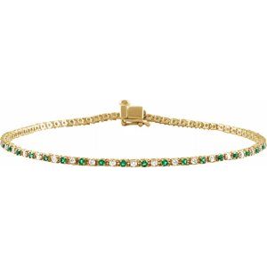 14K Yellow Natural Emerald & 5/8 CTW Natural Diamond Line 7 1/4" Bracelet Siddiqui Jewelers