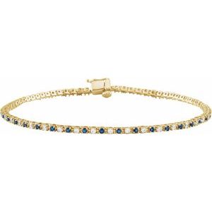 14K Yellow Natural Blue Sapphire & 5/8 CTW Natural Diamond Line 7 1/4" Bracelet Siddiqui Jewelers