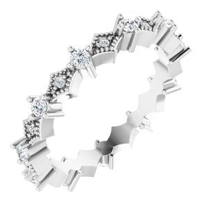 14K White 3/8 CTW Natural Diamond Milgrain Eternity Band Size 7 Siddiqui Jewelers