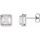 Sterling Silver 5x5 mm Stuller Lab-Grown Moissanite 1/6 CTW Natural Diamond Halo-Style Earrings Siddiqui Jewelers