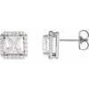 14K White Stuller Lab-Grown Moissanite & .08 CTW Natural Diamond Halo-Style Earrings Siddiqui Jewelers