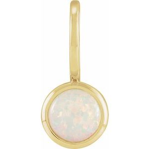 14K Yellow Natural White Opal Charm/Pendant Siddiqui Jewelers